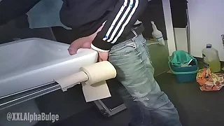 Bull Cock pissing in the sink